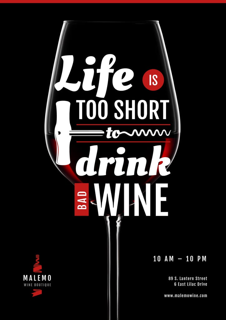 Wine Store Ad with Wineglass with Corkscrew — Создать дизайн Wine Store Ad with Wineglass with Corkscrew — Создать дизайн