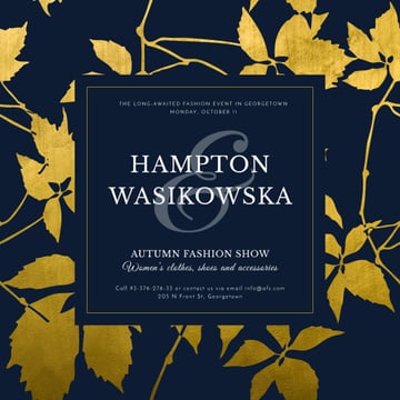 Autumn Fashion show announcement on golden leaves