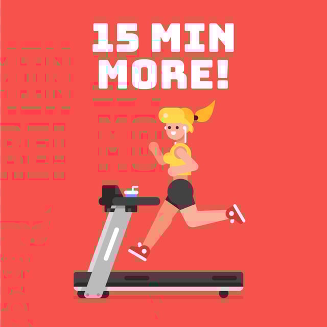 Gym Motivation with Girl on Treadmill in Red Animated Post Modelo de Design