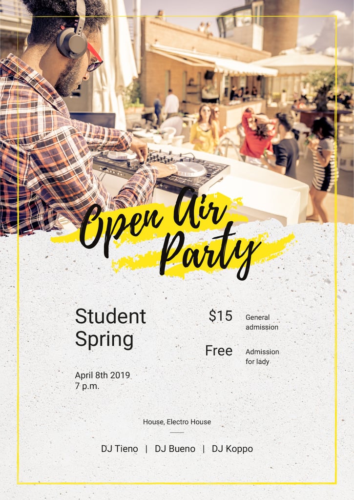 DJ playing at outdoor party — Maak een ontwerp DJ playing at outdoor party — Maak een ontwerp
