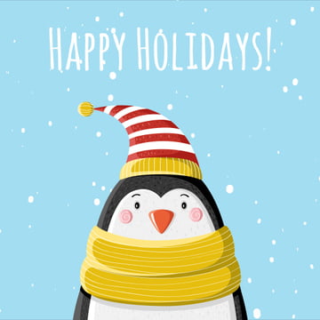 Cute winter penguin in hat