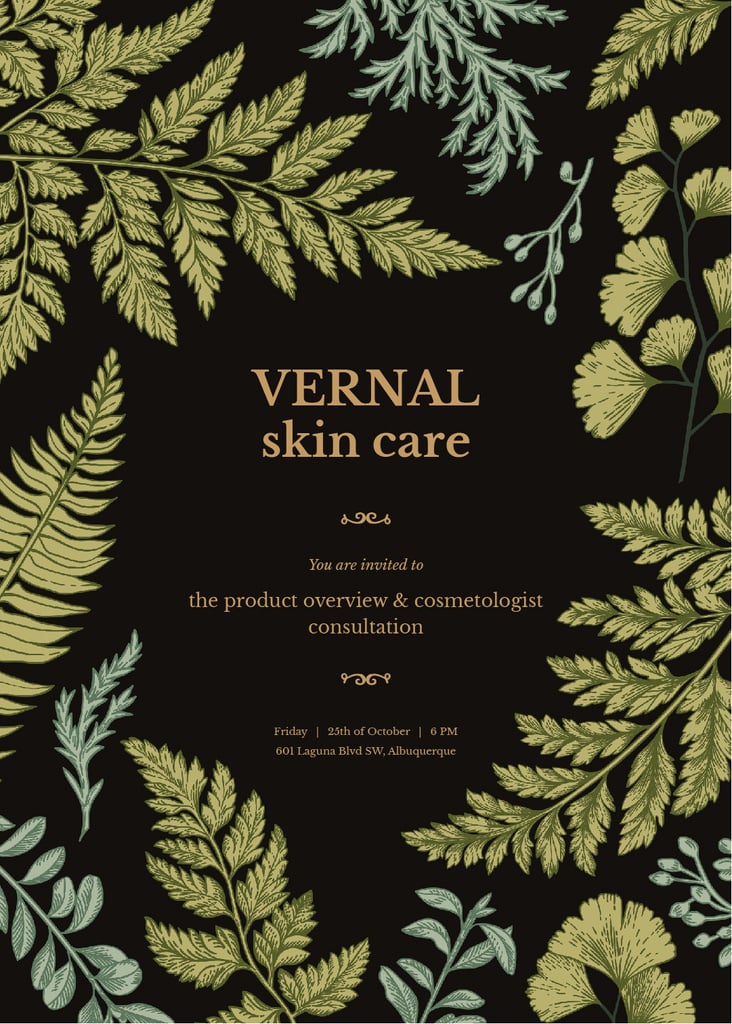 Skincare ad on Green fern leaves — ein Design erstellen Skincare ad on Green fern leaves — ein Design erstellen