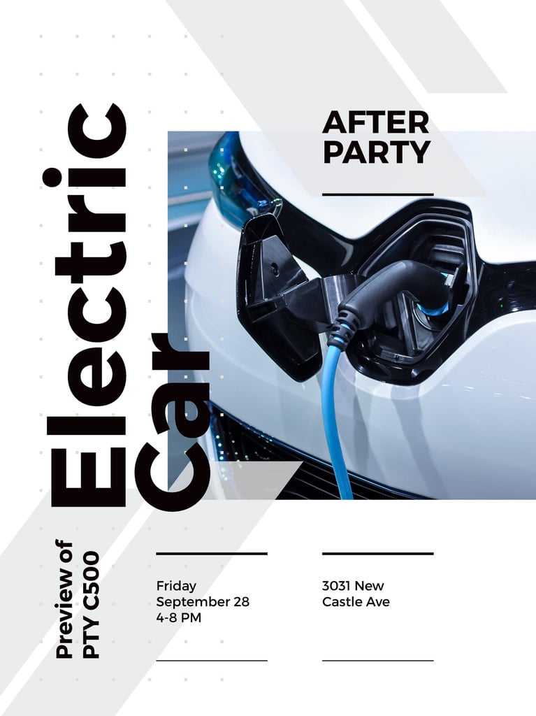 After Party invitation with Charging electric car — Create a Design After Party invitation with Charging electric car — Create a Design