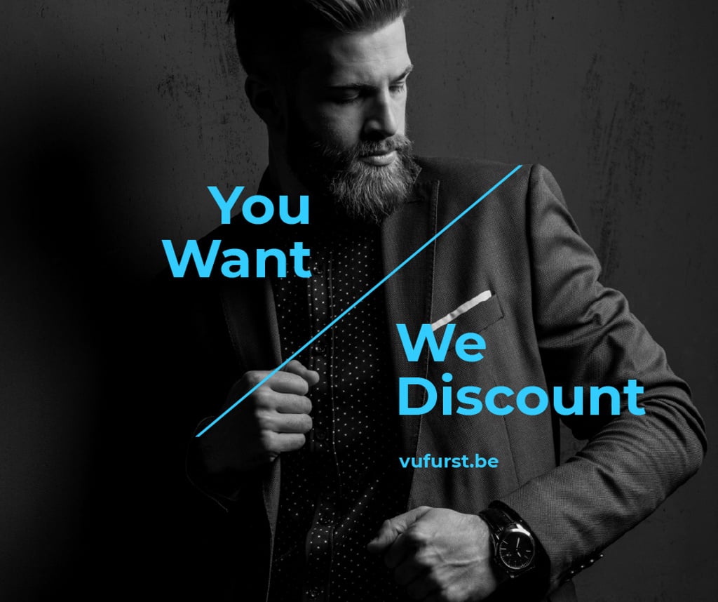 Suits Store Offer Stylish Bearded Man — Modelo de projeto Suits Store Offer Stylish Bearded Man — Modelo de projeto