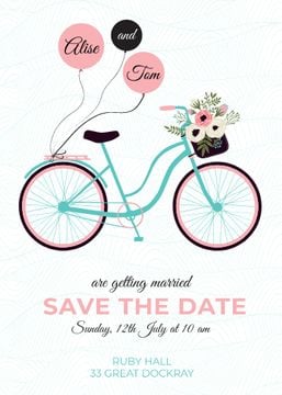Save the Date with Bicycle and Flowers