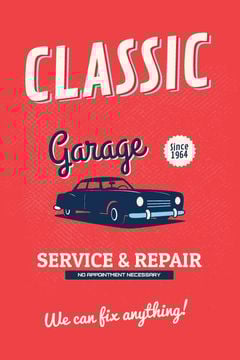Garage Services Ad Vintage Car in Red
