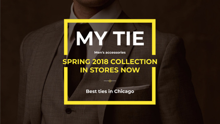 Tie store Ad with Man wearing Suite Youtube Design Template