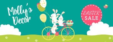Cartoon Easter bunnies with colored eggs