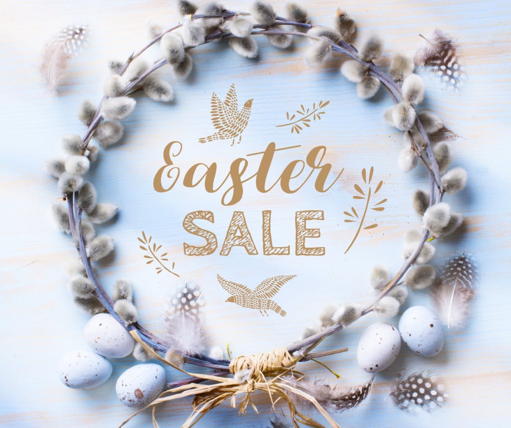 Easter sale in Wreath with eggs — Modelo de projeto Easter sale in Wreath with eggs — Modelo de projeto