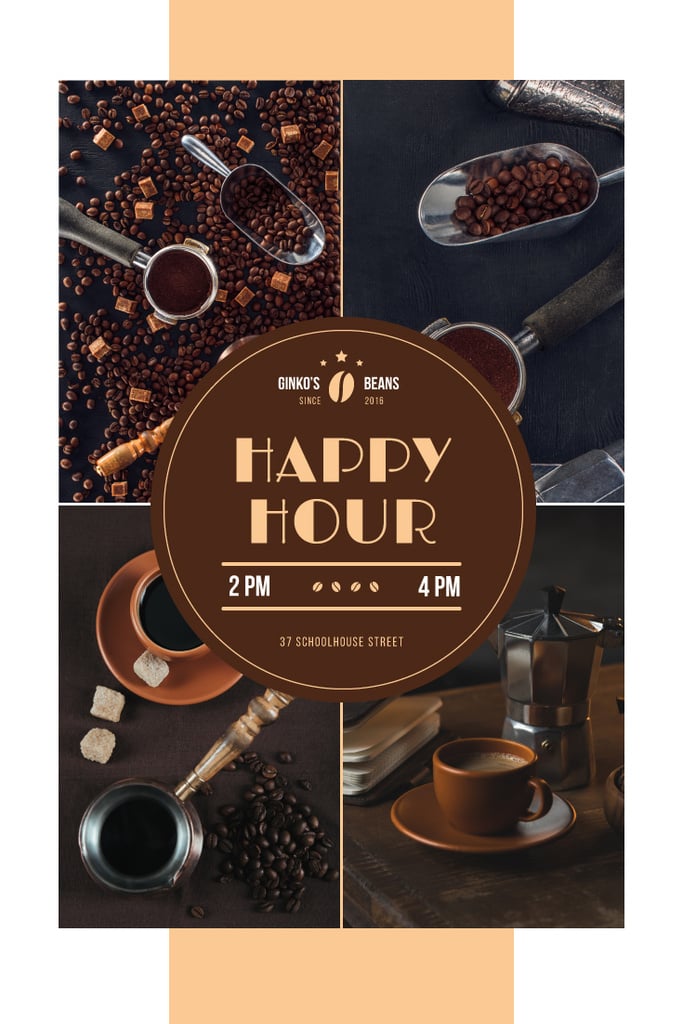 Happy Hour Offer Coffee Drinks and Beans — Modelo de projeto Happy Hour Offer Coffee Drinks and Beans — Modelo de projeto