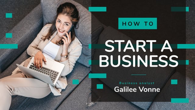 Business Ideas Woman on Sofa Working on Laptop Youtube Thumbnail Πρότυπο σχεδίασης