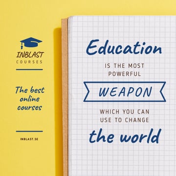 Educational Course Ad with Notebook in Yellow