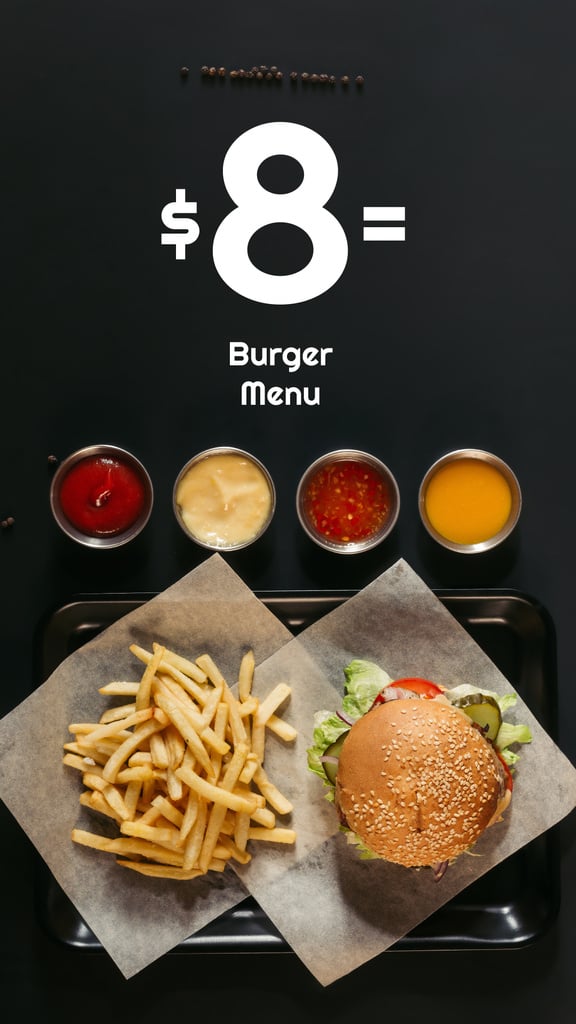 Fast Food Menu offer Burger and French Fries — Создать дизайн Fast Food Menu offer Burger and French Fries — Создать дизайн