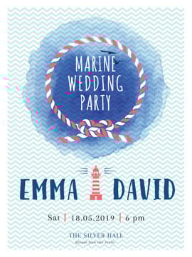Marine Wedding Party invitation in Blue