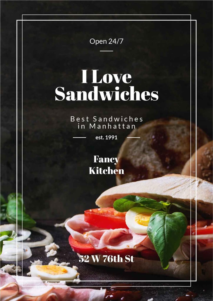 Restaurant Ad with Fresh Tasty Sandwiches — Créer un visuel Restaurant Ad with Fresh Tasty Sandwiches — Créer un visuel