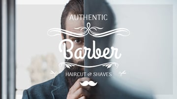 Barbershop Ad with Man with Beard and Mustache
