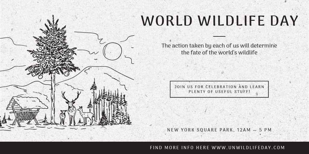 World Wildlife Day Event Announcement Nature Drawing | Twitter Post Template — Create a Design World Wildlife Day Event Announcement Nature Drawing | Twitter Post Template — Create a Design