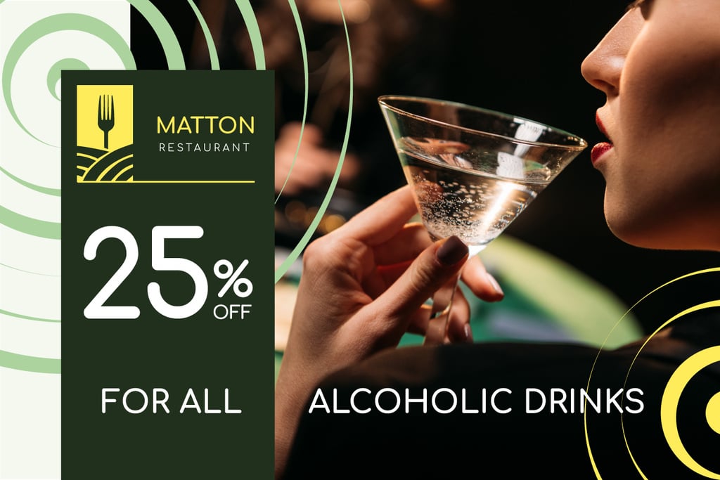 Restaurant Offer with Woman Drinking Cocktail — Create a Design Restaurant Offer with Woman Drinking Cocktail — Create a Design