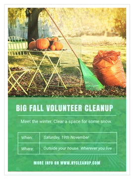 Volunteer Cleanup with Pumpkins in Autumn Garden