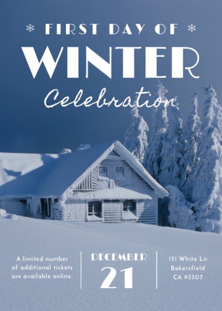 Advertisement poster of first day of winter celebration — Modelo de projeto Advertisement poster of first day of winter celebration — Modelo de projeto