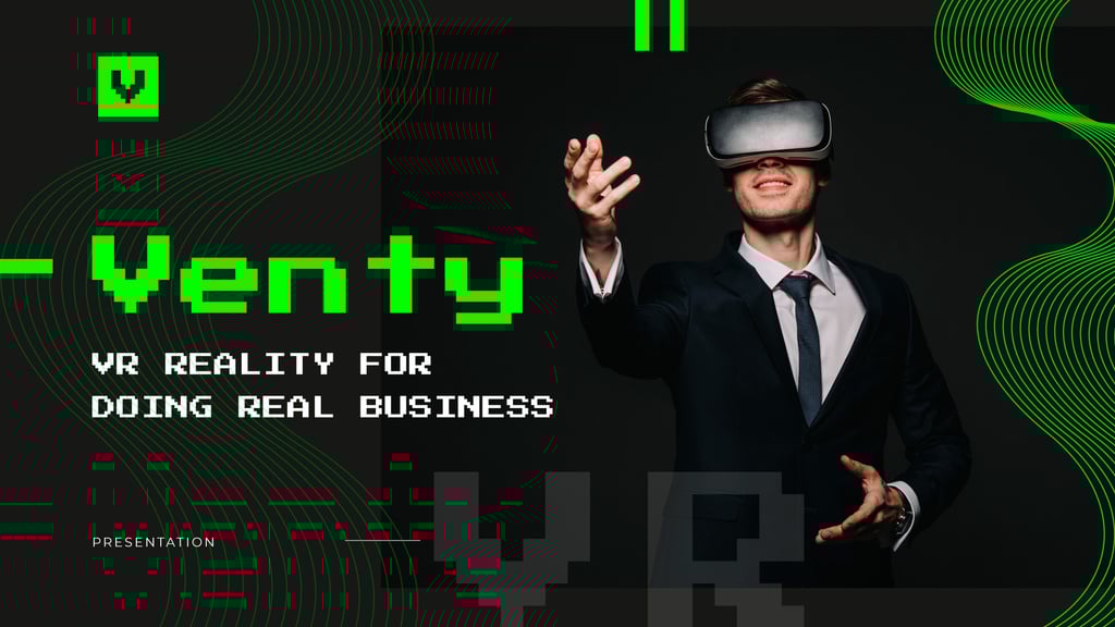Virtual Reality Guide Businessman in VR Glasses — Create a Design Virtual Reality Guide Businessman in VR Glasses — Create a Design