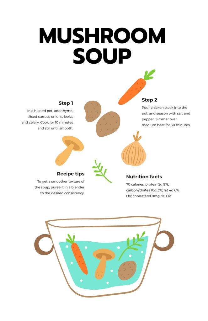 Cooking ingredients for Mushroom Soup — Create a Design Cooking ingredients for Mushroom Soup — Create a Design