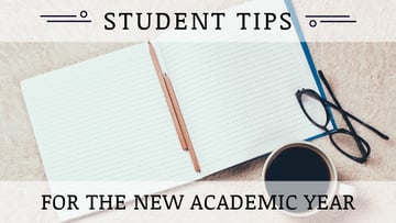 Student Tips Open Notebook and Coffee