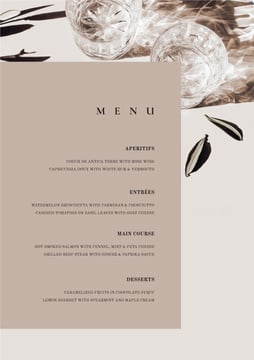 Card with meal courses
