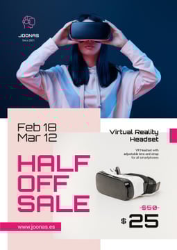 Gadgets Sale with Woman Using VR Glasses