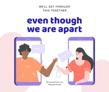 #StayAtHome Social Distancing People connecting by Phone