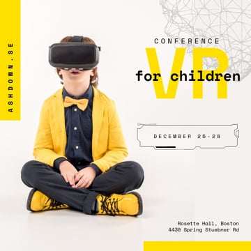 Boy in VR glasses in Yellow clothes