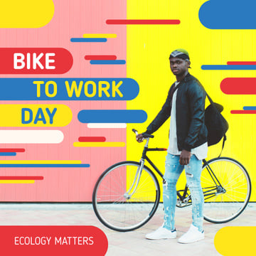 Bike to Work Day Man with Bicycle in City