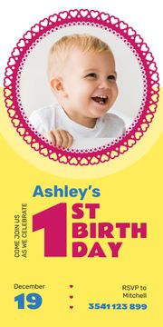 Baby Birthday Invitation Adorable Child in Frame