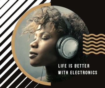 Electronics Ad Woman Listening Music in Headphones
