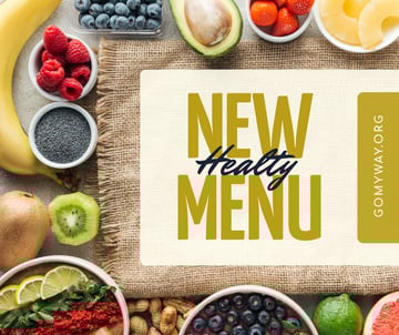 Healthy menu offer with fresh Fruits and Vegetables