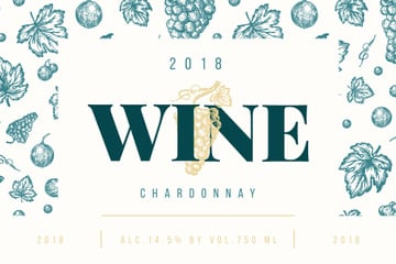 Wine ad with grapes and leaves pattern
