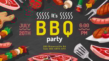 BBQ Party Invitation Delicious Grilled Food | Facebook Event Cover Template