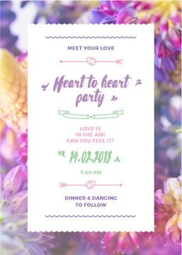Party Invitation Purple Flowers