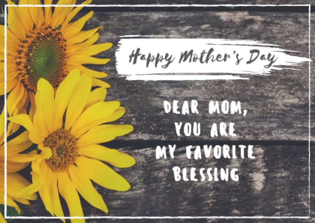 Happy Mother's Day postcard with Sunflowers — Создать дизайн Happy Mother's Day postcard with Sunflowers — Создать дизайн