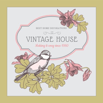 Home decor shop ad with Bird and Flowers