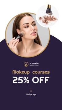 Makeup Courses Annoucement with Woman applying makeup
