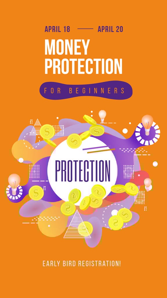 Financial Courses Ad Golden Money Coins Frame | Vertical Video Template — ein Design erstellen Financial Courses Ad Golden Money Coins Frame | Vertical Video Template — ein Design erstellen