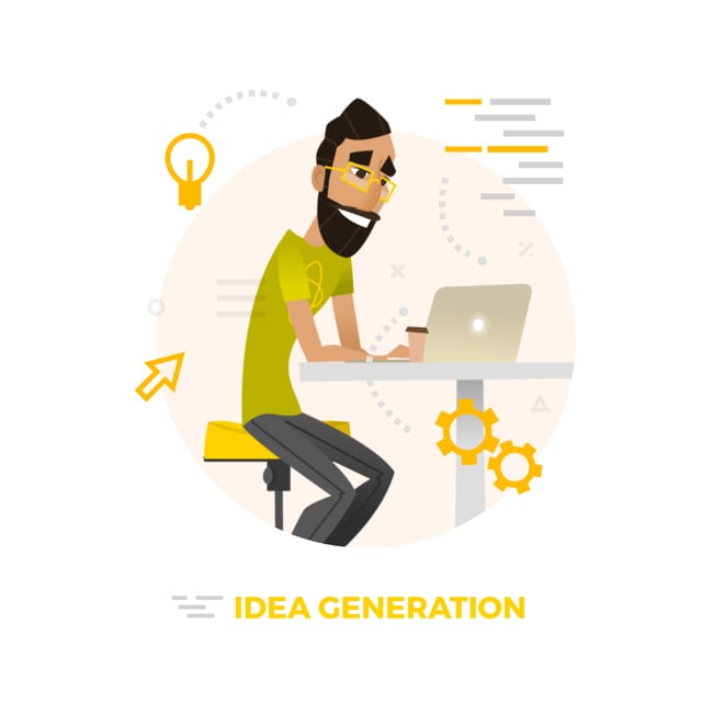 Plantilla de diseño de Hipster man working on laptop Animated Post