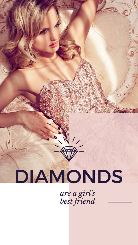 Jewelry Ad with Woman in shiny dress — ein Design erstellen Jewelry Ad with Woman in shiny dress — ein Design erstellen