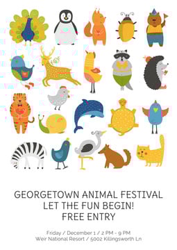 Animal festival poster with cute cartoon animals