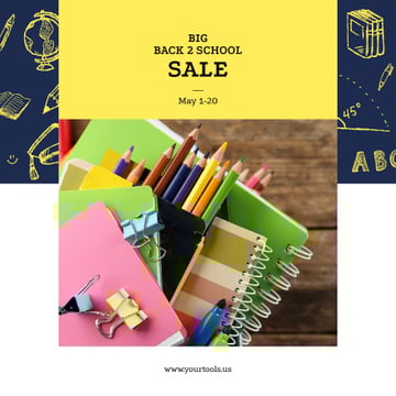 Back to School Sale Colorful School Supplies