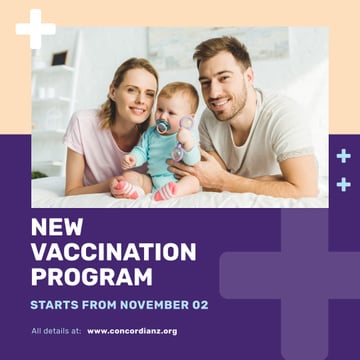 Vaccination Program Announcement Parents with Baby