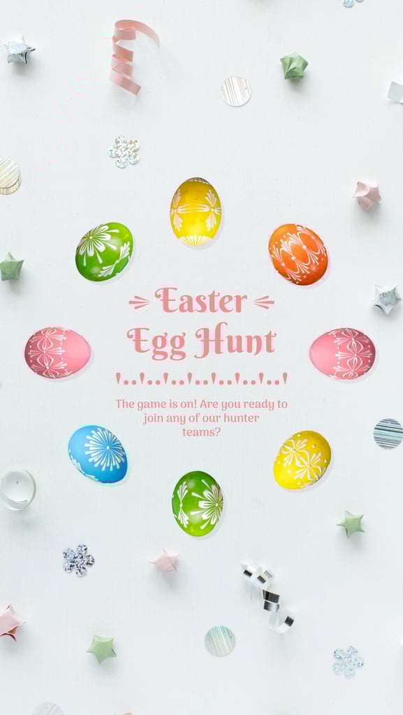 Easter Greeting Colored Eggs Frame | Vertical Video Template — Modelo de projeto Easter Greeting Colored Eggs Frame | Vertical Video Template — Modelo de projeto