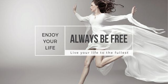 beautiful young woman in white dress and inspirational quote Image – шаблон для дизайну