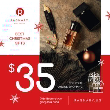 Christmas Sale Cosmetics and Shiny Bauble | Instagram Post Template